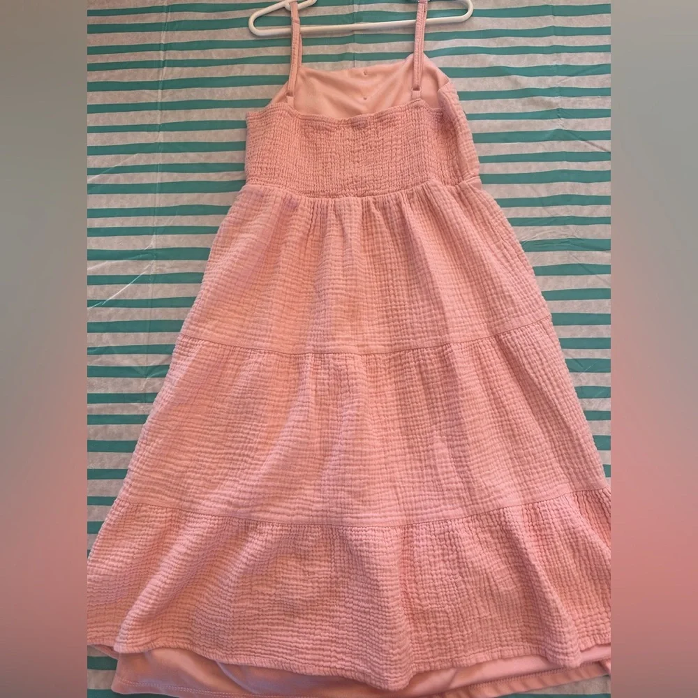 girls Size 12 bTween pink smocked dress with adjustable spaghetti straps - Picture 2 of 4